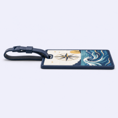 Custom 3D Soft PVC Nautical Compass Luggage Tags · Golden Compass Rose, Lighthouse & Ocean Wave Suitcase Identifiers Wholesale