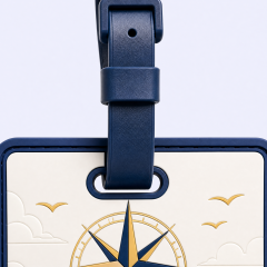 Custom 3D Soft PVC Nautical Compass Luggage Tags · Golden Compass Rose, Lighthouse & Ocean Wave Suitcase Identifiers Wholesale