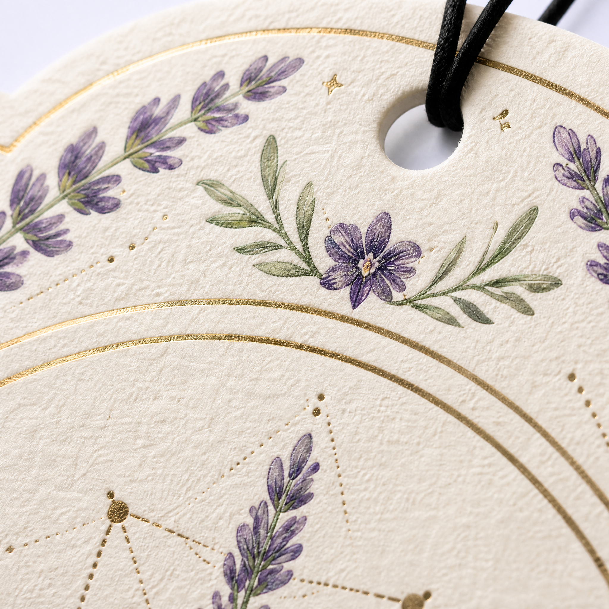 Custom Provence Lavender Car Air Freshener Wholesale · Arched Violet Sacred Geometry Scent Diffuser Hang Tag Manufacturer