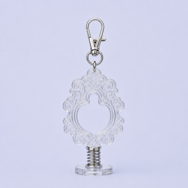Custom Hollow Filigree Acrylic Spring Bobblehead Keychain - Interactive Desktop & Bag Charm - STANDARD GIFTS