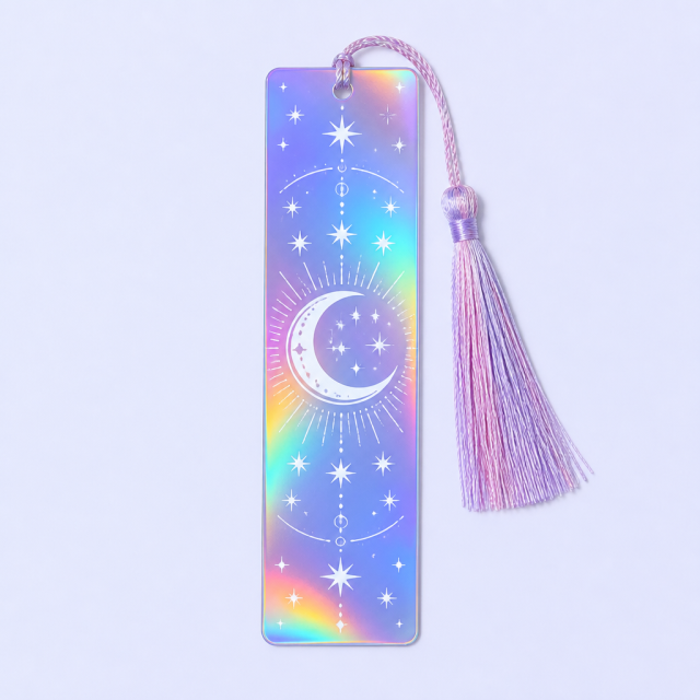 Custom Mirror Holographic Acrylic Bookmark with Silk Tassel - STANDARD GIFTS