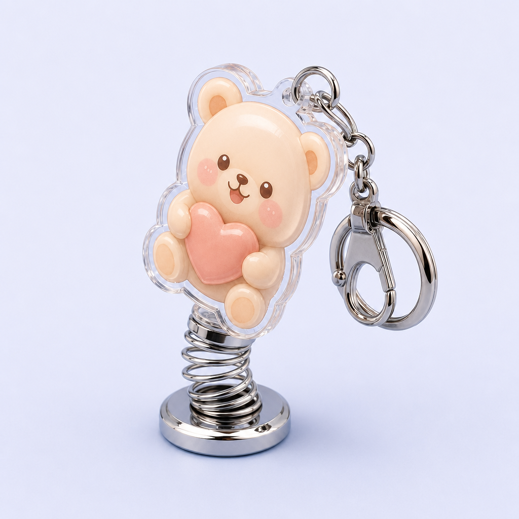 Custom Cute Animal Spring Bobblehead Keychain - Tactile Kinetic Desk Charm