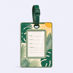Custom 3D Soft PVC Tropical Botanical Luggage Tags · Monstera Leaf, Palm Frond & Sunrise Suitcase Identifiers Wholesale