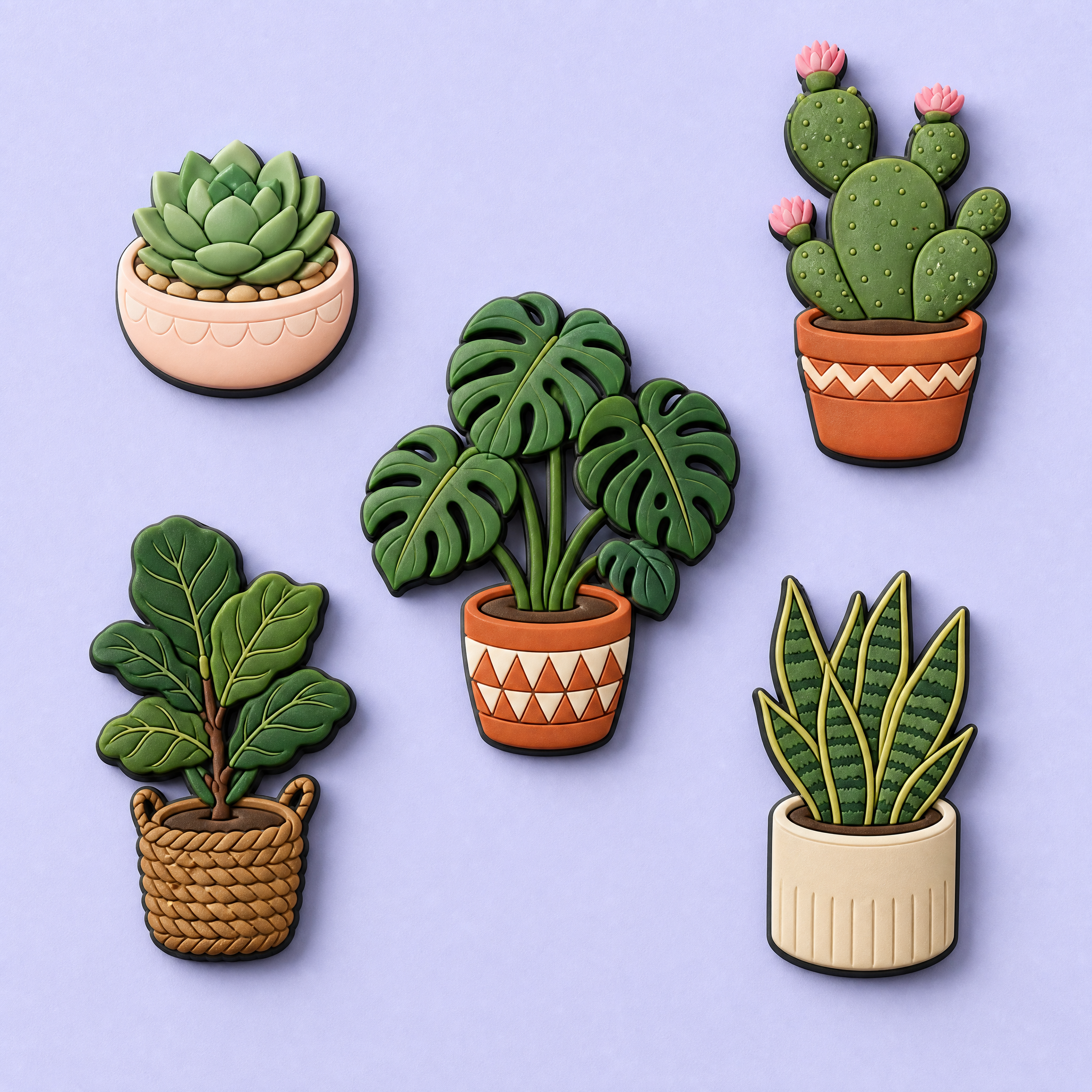 Custom 3D Soft PVC Botanical Plant Fridge Magnets · Monstera, Succulent & Cactus Potted Plant Rubber Refrigerator Magnets Wholesale