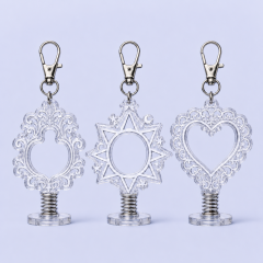 Custom Hollow Filigree Acrylic Spring Bobblehead Keychain - Interactive Desktop & Bag Charm - STANDARD GIFTS
