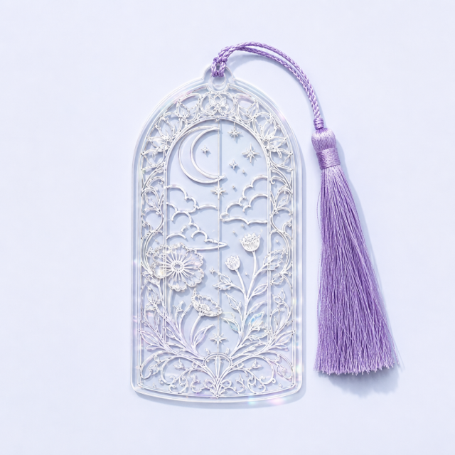 Aesthetic Laser-Carved Hollow Acrylic Bookmarks for Book Lovers & Indie Shops