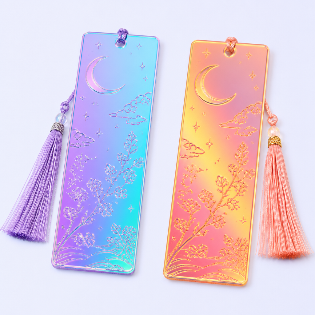 Custom Mirror Holographic Acrylic Bookmark with Silk Tassel - STANDARD GIFTS
