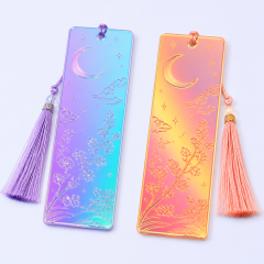 Custom Mirror Holographic Acrylic Bookmark with Silk Tassel - STANDARD GIFTS