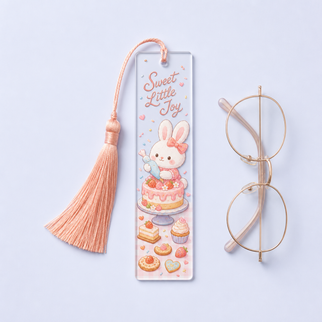 Custom Cartoon Illustration Acrylic Bookmarks with Silky Tassels