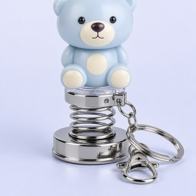 Custom Cute Animal Spring Bobblehead Keychain - Tactile Kinetic Desk Charm