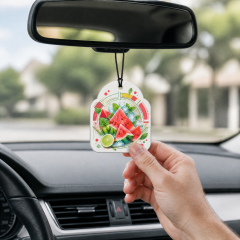 Custom Summer Iced Watermelon Car Air Freshener Wholesale · Arched Lime Mint Pop Art Scent Diffuser Hang Tag Manufacturer