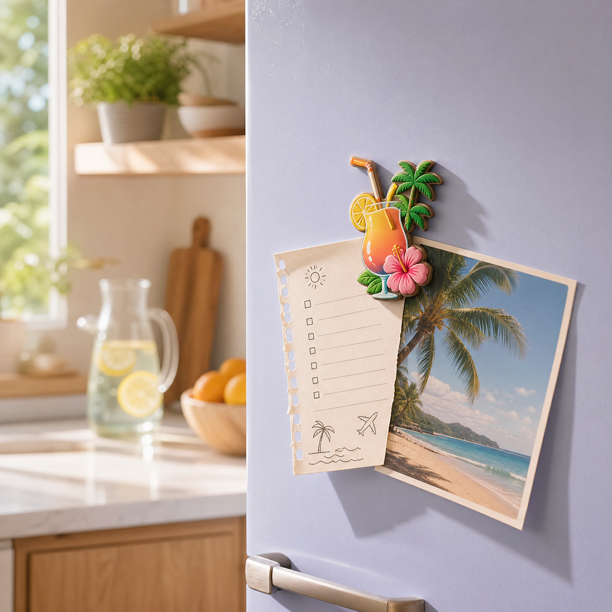 Custom 3D Soft PVC Tropical Vacation & Cocktail Fridge Magnets · Beach Resort, Flamingo & Surfboard Rubber Refrigerator Magnets Wholesale