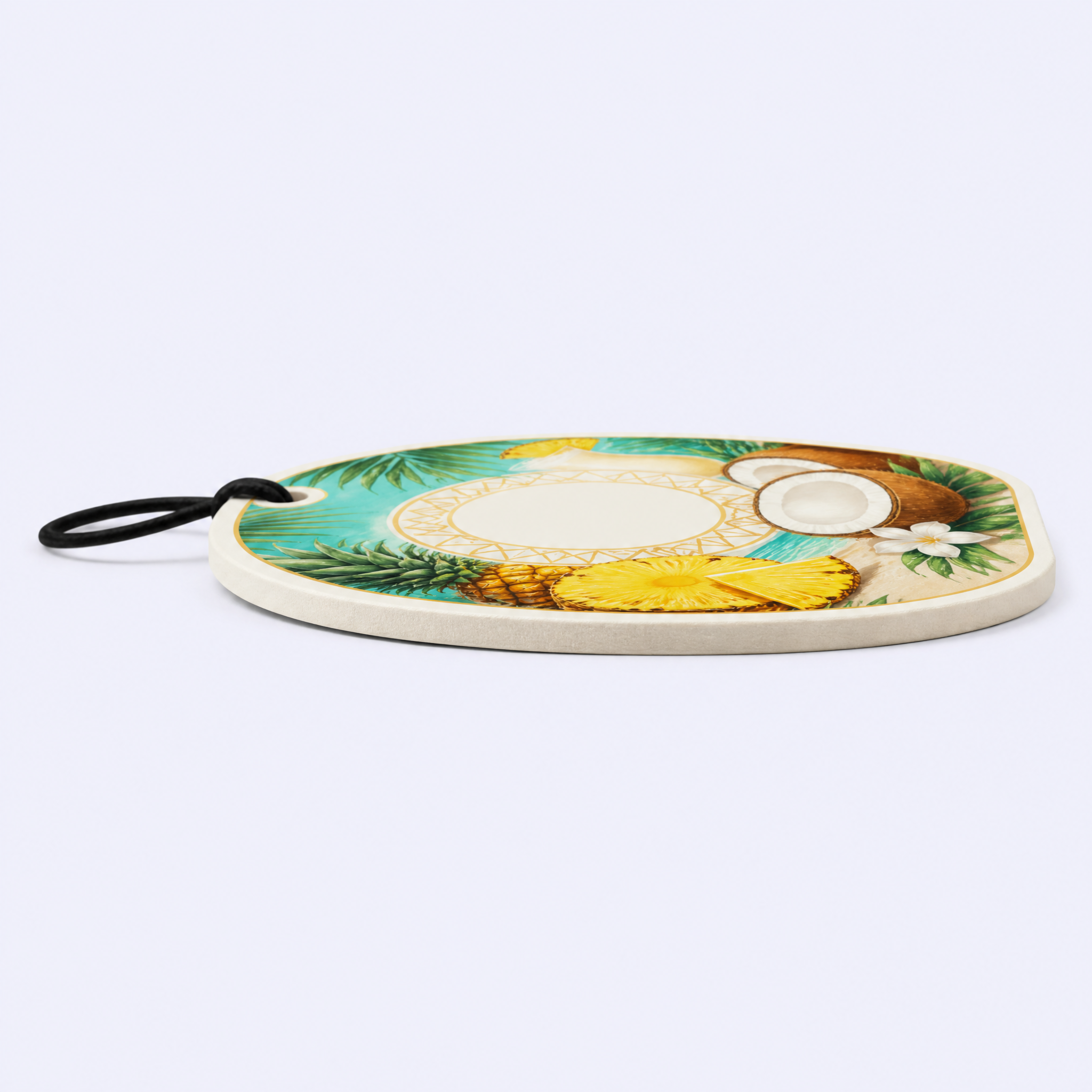 Custom Tropical Piña Colada Car Air Freshener Wholesale · Arched Coconut Pineapple Tiki Scent Diffuser Hang Tag Manufacturer