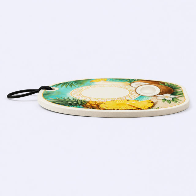 Custom Tropical Piña Colada Car Air Freshener Wholesale · Arched Coconut Pineapple Tiki Scent Diffuser Hang Tag Manufacturer