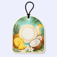 Custom Tropical Piña Colada Car Air Freshener Wholesale · Arched Coconut Pineapple Tiki Scent Diffuser Hang Tag Manufacturer