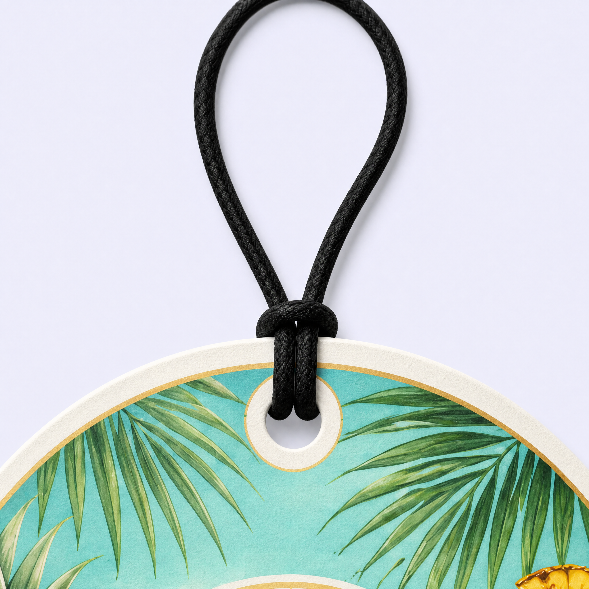 Custom Tropical Piña Colada Car Air Freshener Wholesale · Arched Coconut Pineapple Tiki Scent Diffuser Hang Tag Manufacturer