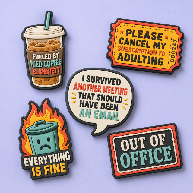 Custom 3D Soft PVC Sarcastic Office Humor Magnets · Corporate Meme, Meeting & WFH Desk Rubber Refrigerator Magnets Wholesale