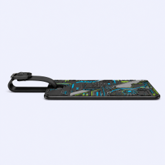 Custom 3D Soft PVC Cyberpunk Luggage Tags · Neon Circuit Board & Sci-Fi Mech Armor Suitcase Identifiers Wholesale