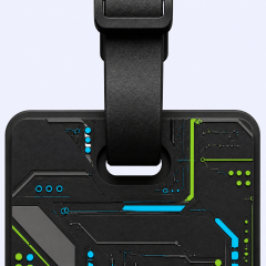 Custom 3D Soft PVC Cyberpunk Luggage Tags · Neon Circuit Board & Sci-Fi Mech Armor Suitcase Identifiers Wholesale
