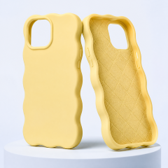 Custom Pastel Wavy Scalloped Liquid Silicone Phone Cases Wholesale · Ergonomic Grip Bumper & Aluminum Camera Bezel Cover Manufacturer