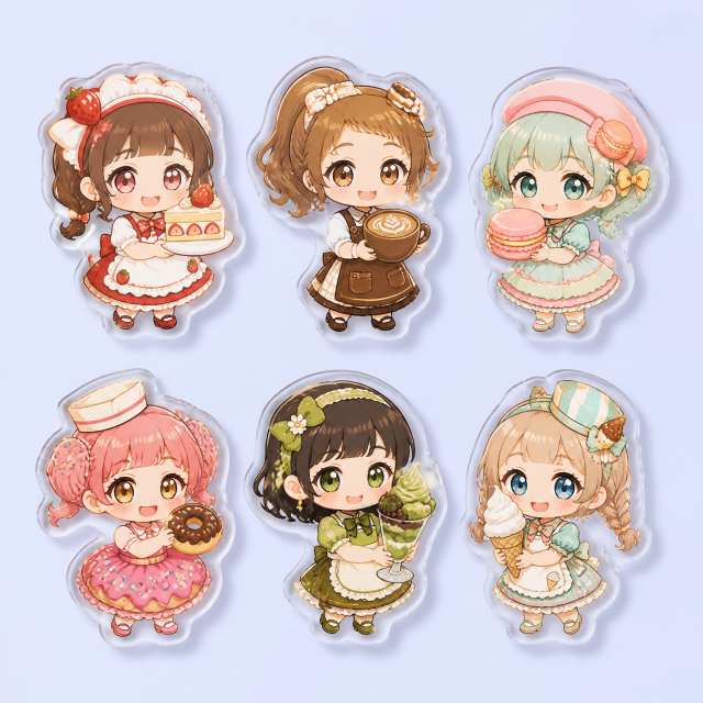 Custom Anime Chibi Acrylic Phone Grip Wholesale · Kawaii Bakery Maid MagSafe & Collapsible Griptok Stand Manufacturer