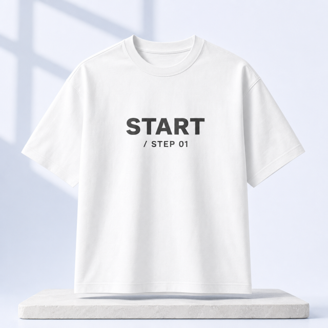 Custom Minimalist Text Graphic T-Shirt Combed Cotton Relaxed Crewneck