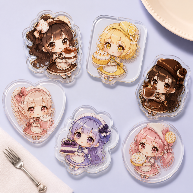 Custom Anime Chibi Acrylic Phone Grip Wholesale · Kawaii Bakery Maid MagSafe & Collapsible Griptok Stand Manufacturer