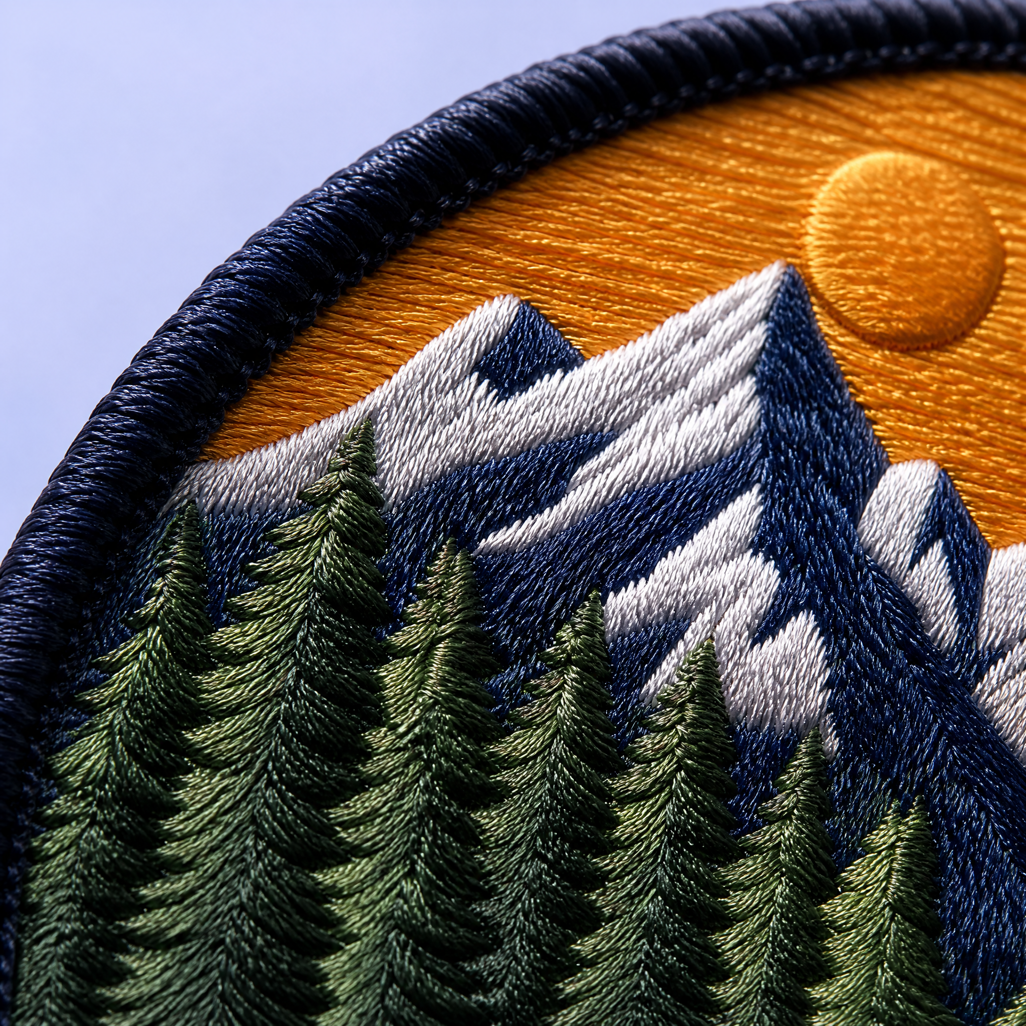 Custom Mountain Landscape Embroidered Patches Wholesale · Outdoor Hiking Adventure Iron-On Badge Manufacturer