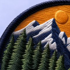 Custom Mountain Landscape Embroidered Patches Wholesale · Outdoor Hiking Adventure Iron-On Badge Manufacturer