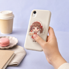 Custom Anime Chibi Acrylic Phone Grip Wholesale · Kawaii Bakery Maid MagSafe & Collapsible Griptok Stand Manufacturer