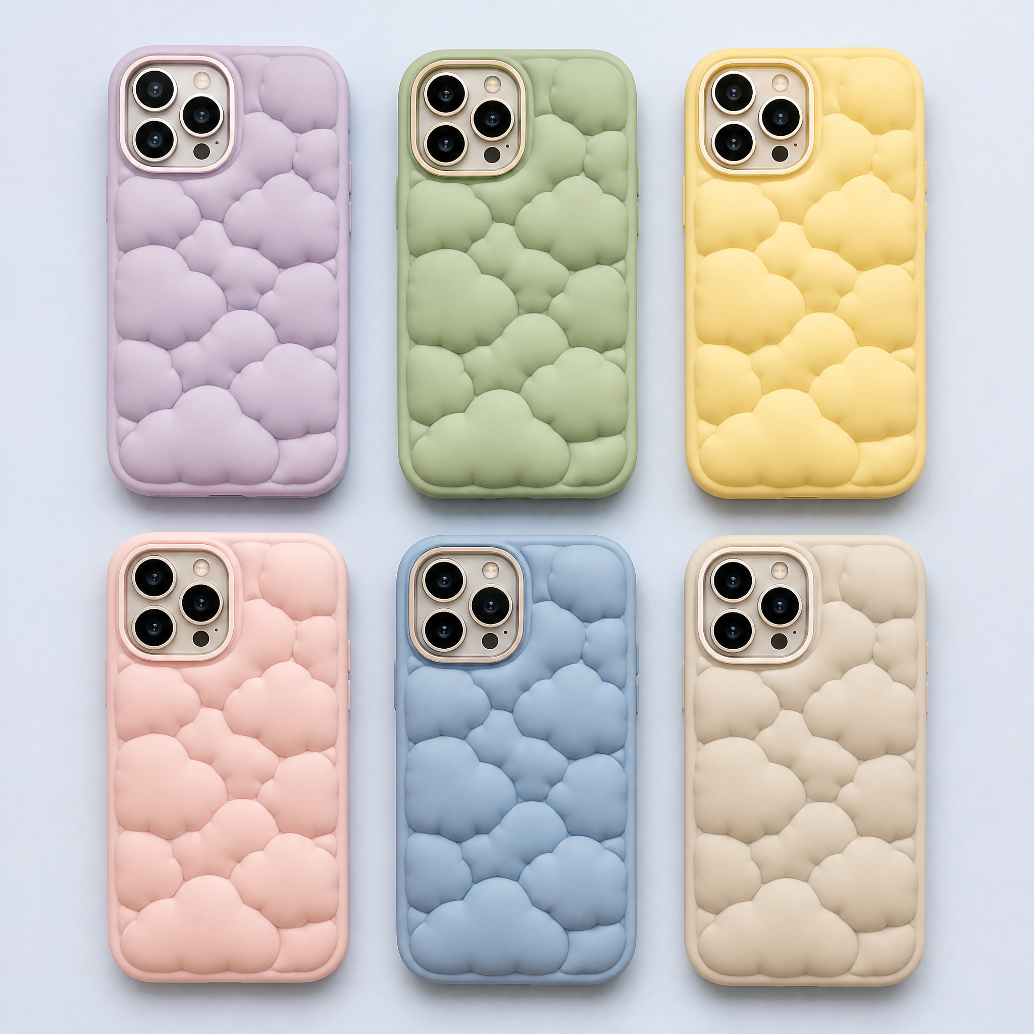 Custom 3D Cloud Bubble Puffer Liquid Silicone Phone Cases Wholesale · Pillow Air-Cushion Bumper & Aluminum Camera Bezel Cover Manufacturer
