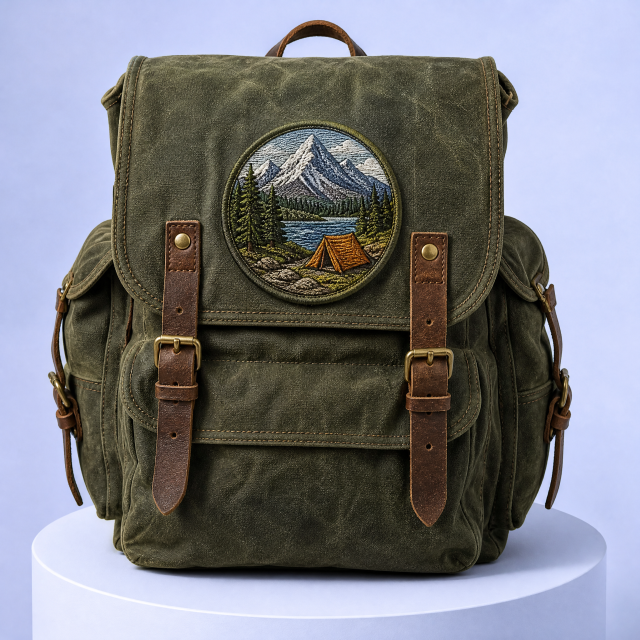 Custom Mountain Landscape Embroidered Patches Wholesale · Outdoor Hiking Adventure Iron-On Badge Manufacturer