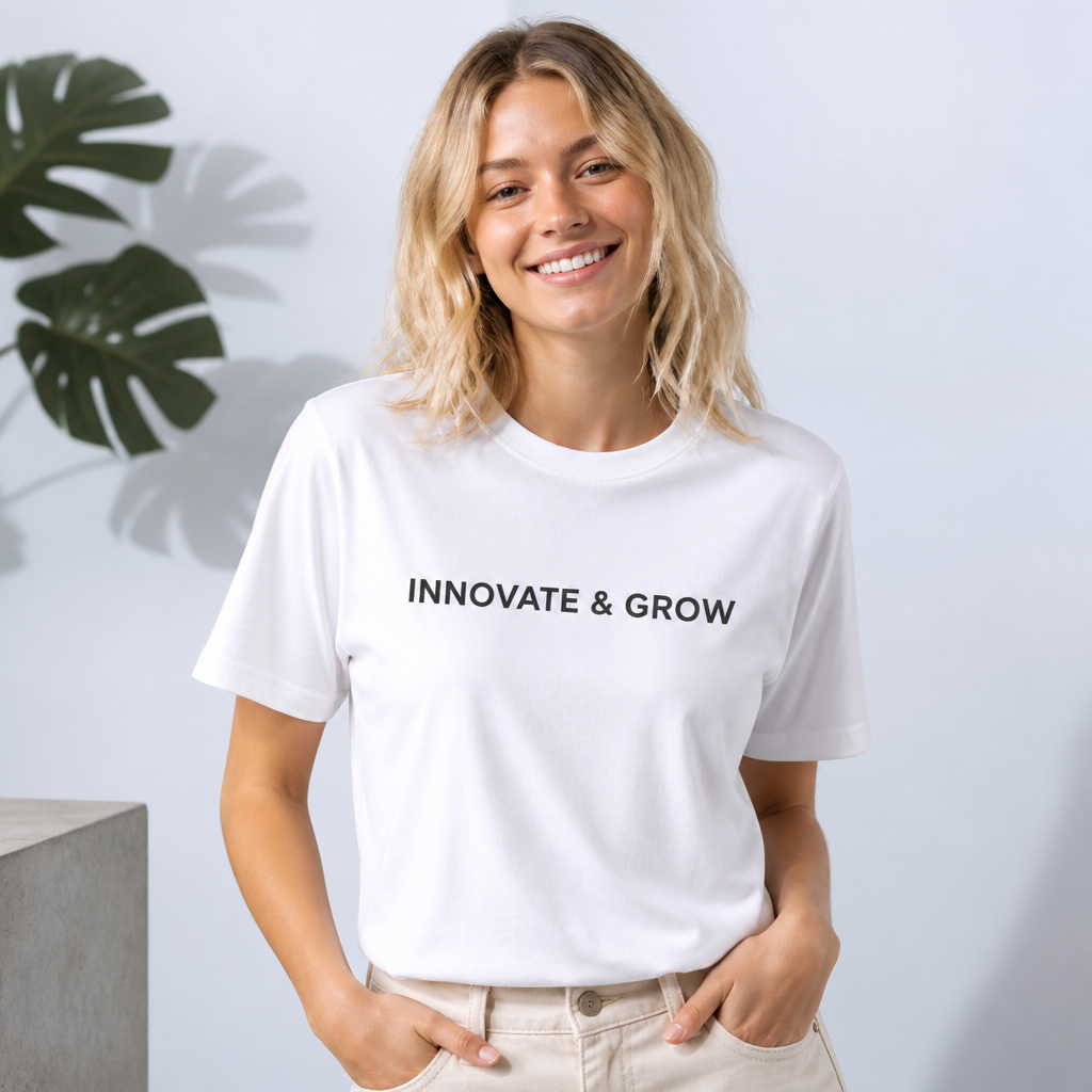 Custom Minimalist Text Graphic T-Shirt Combed Cotton Relaxed Crewneck