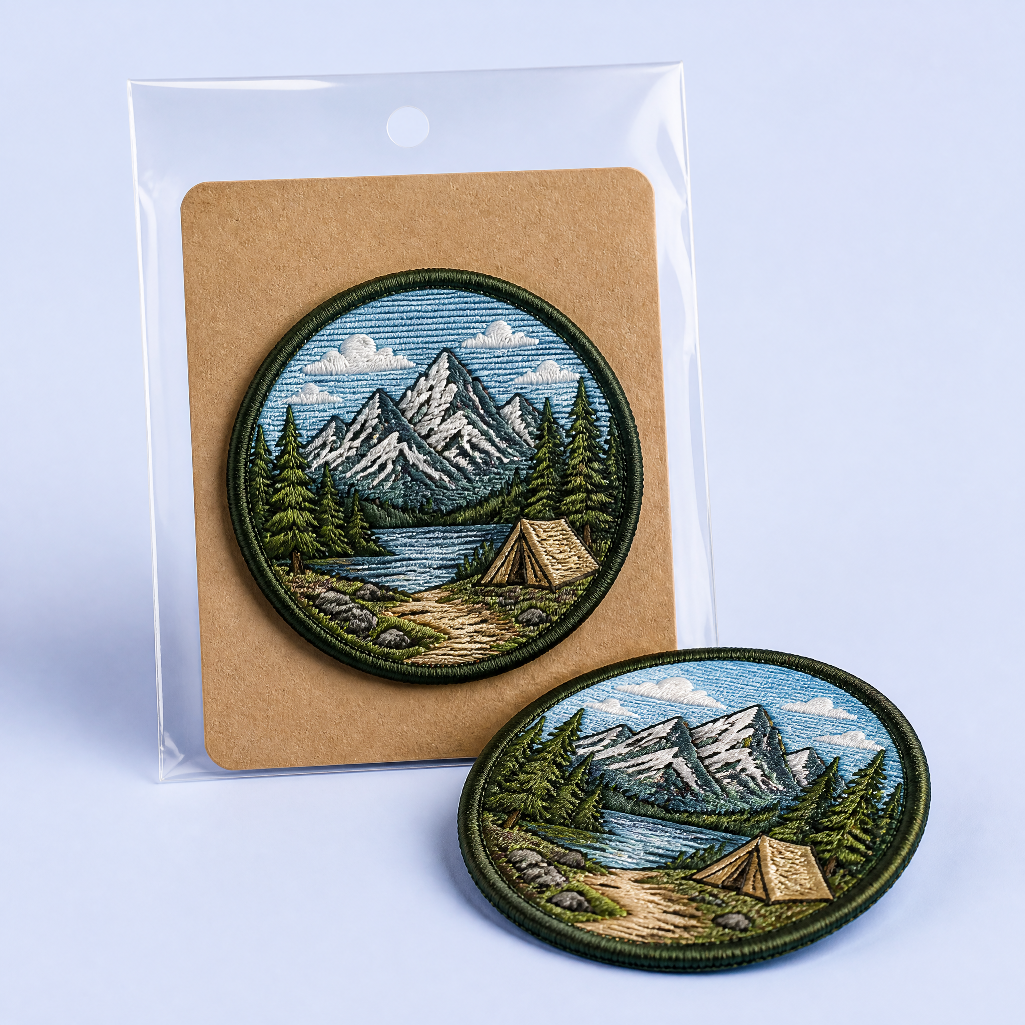 Custom Mountain Landscape Embroidered Patches Wholesale · Outdoor Hiking Adventure Iron-On Badge Manufacturer