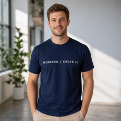 Custom Minimalist Text Graphic T-Shirt Combed Cotton Relaxed Crewneck