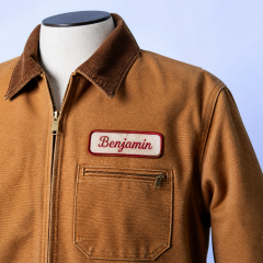 Custom Workwear Embroidered Name Patches Wholesale · Vintage Mechanic Uniform Script Tag Badge Manufacturer