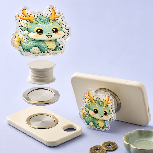 Custom Lucky Dragon & Mythological Beast Acrylic Phone Grip Wholesale · Auspicious Mascot MagSafe & Collapsible Griptok Manufacturer