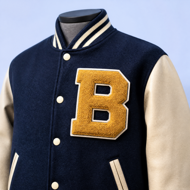 Custom Chenille Varsity Letter Patches Wholesale · 3D Towel Embroidery Letterman Jacket Applique Patch Manufacturer