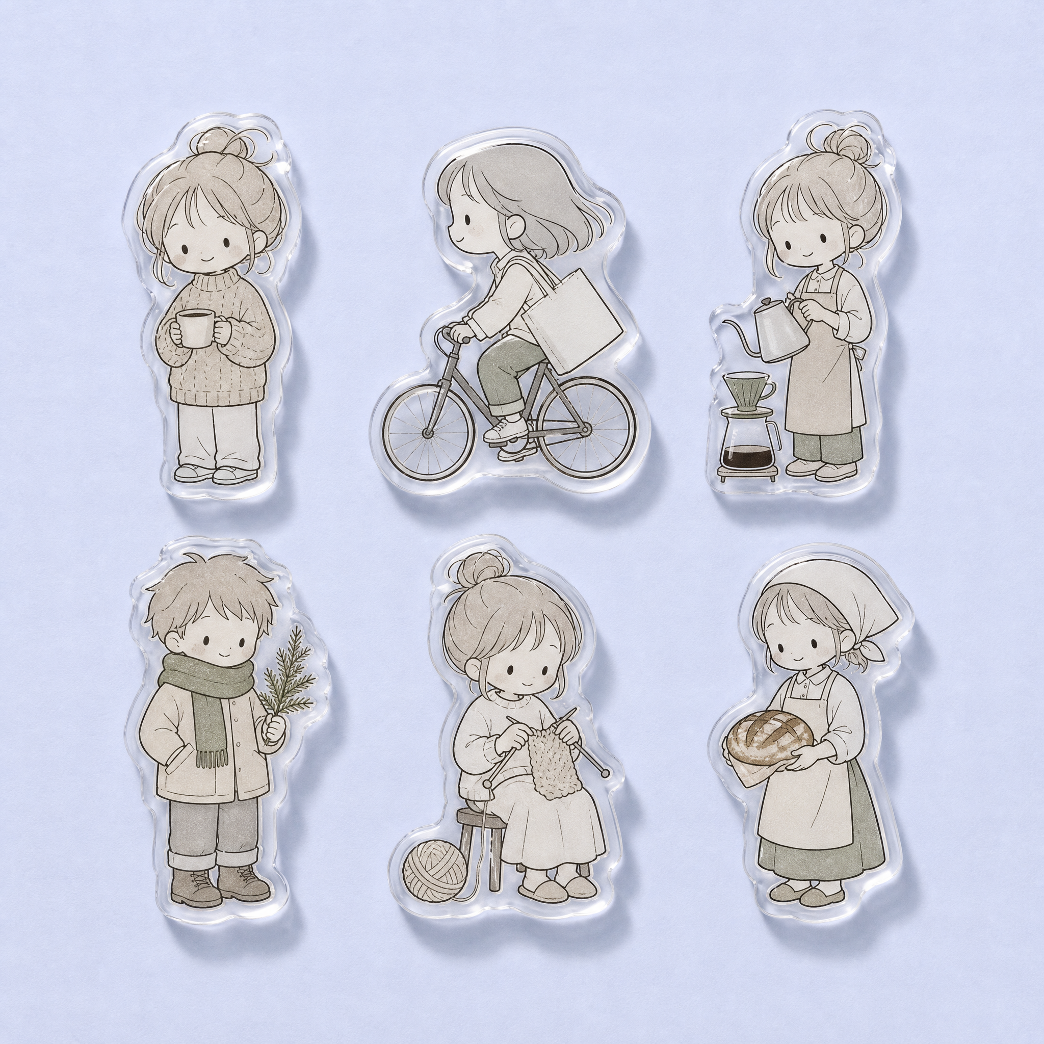Custom Cozy Hygge Lifestyle Acrylic Phone Grip Wholesale · Healing Chibi Anime MagSafe & Collapsible Griptok Stand Manufacturer