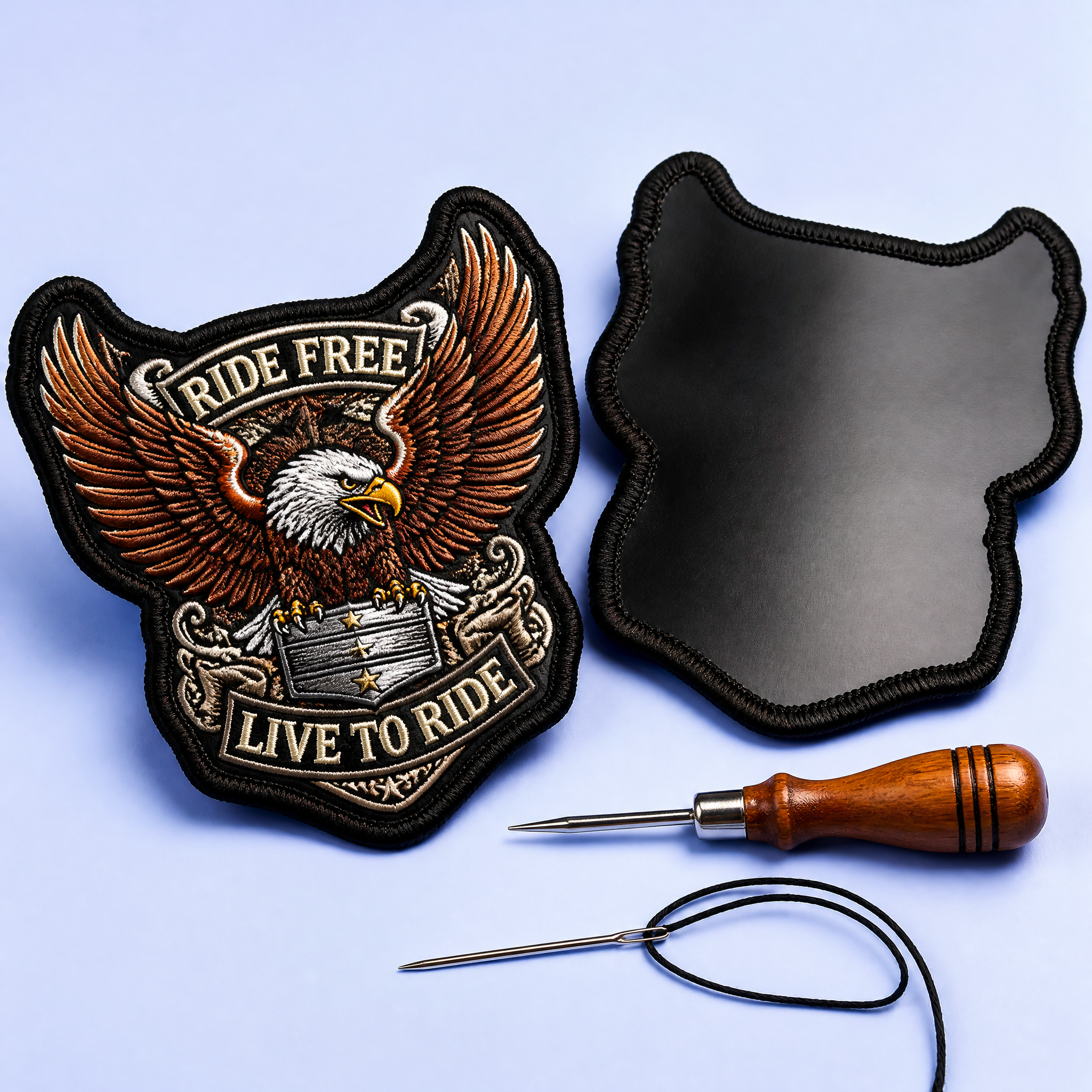 Custom Biker Motorcycle Club Back Patches Wholesale · 3-Piece Rocker Set Leather Vest Embroidery Patch Manufacturer
