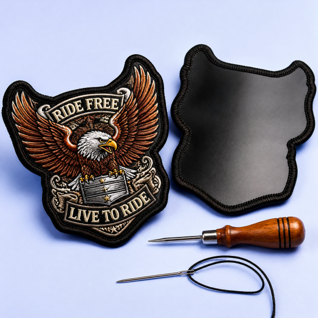 Custom Biker Motorcycle Club Back Patches Wholesale · 3-Piece Rocker Set Leather Vest Embroidery Patch Manufacturer