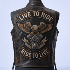 Custom Biker Motorcycle Club Back Patches Wholesale · 3-Piece Rocker Set Leather Vest Embroidery Patch Manufacturer