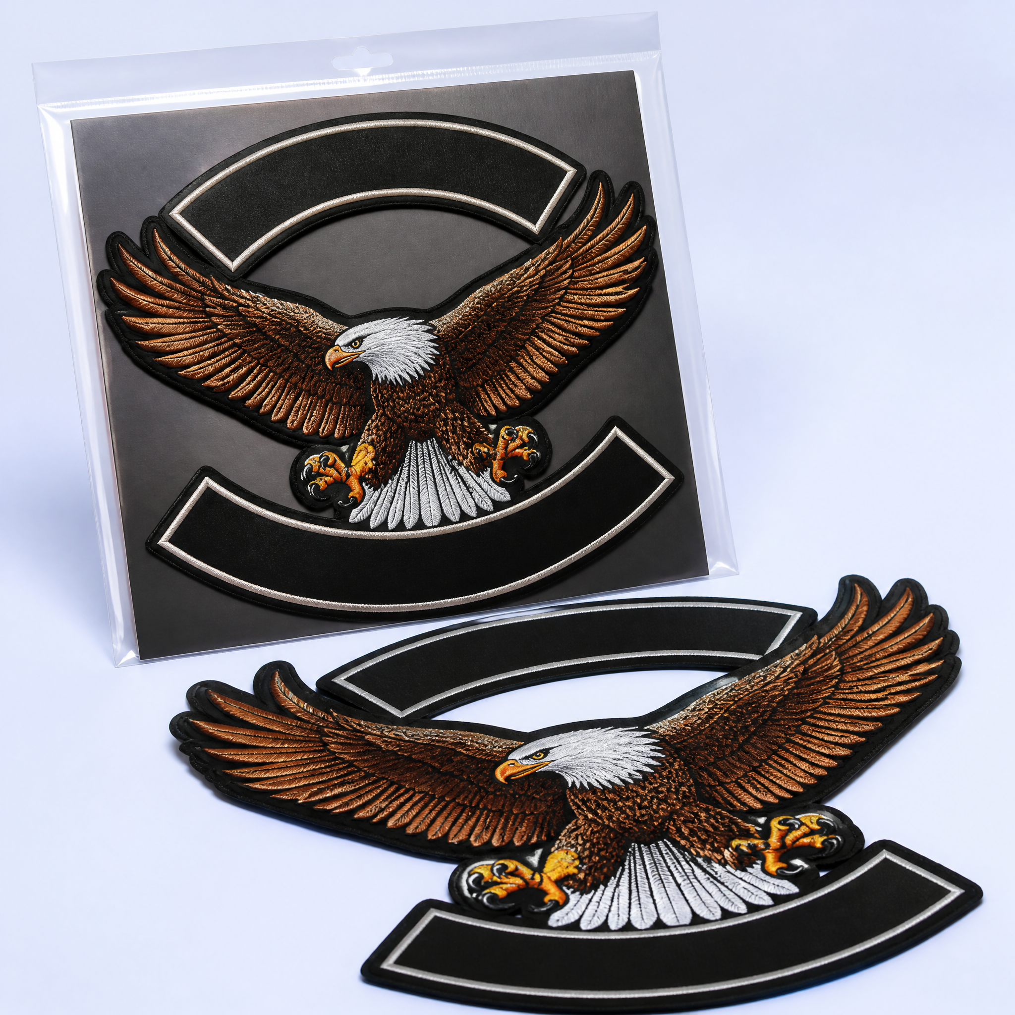 Custom Biker Motorcycle Club Back Patches Wholesale · 3-Piece Rocker Set Leather Vest Embroidery Patch Manufacturer