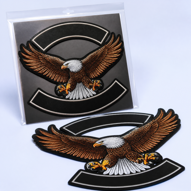Custom Biker Motorcycle Club Back Patches Wholesale · 3-Piece Rocker Set Leather Vest Embroidery Patch Manufacturer