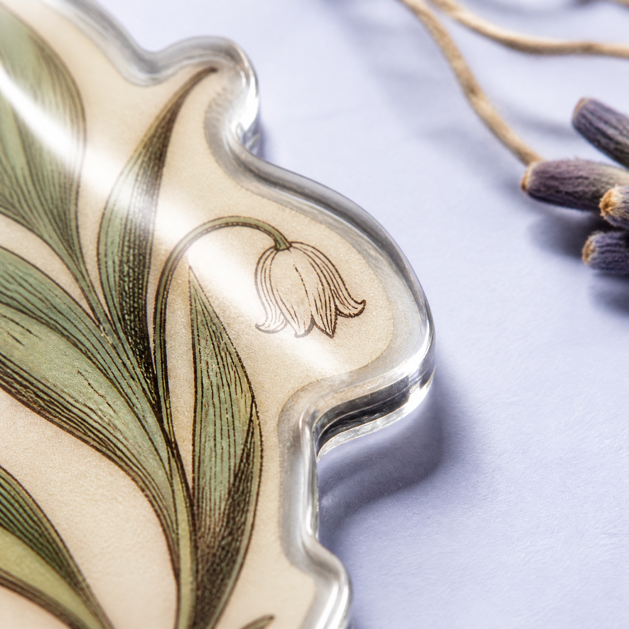Custom Vintage Botanical Herbarium Acrylic Phone Grip Wholesale · Pressed Flower Lily of the Valley MagSafe Griptok Manufacturer