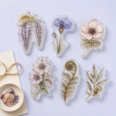 Custom Vintage Botanical Herbarium Acrylic Phone Grip Wholesale · Pressed Flower Lily of the Valley MagSafe Griptok Manufacturer