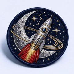 Custom Space Mission Embroidered Patches Wholesale · Metallic NASA Astronaut Sci-Fi Flight Jacket Badge Manufacturer