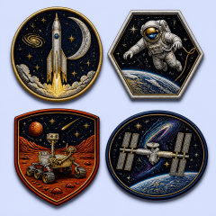 Custom Space Mission Embroidered Patches Wholesale · Metallic NASA Astronaut Sci-Fi Flight Jacket Badge Manufacturer