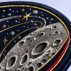Custom Space Mission Embroidered Patches Wholesale · Metallic NASA Astronaut Sci-Fi Flight Jacket Badge Manufacturer