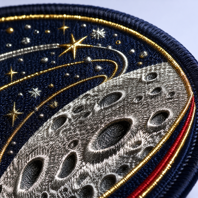 Custom Space Mission Embroidered Patches Wholesale · Metallic NASA Astronaut Sci-Fi Flight Jacket Badge Manufacturer